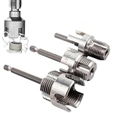 3 Pcs Internal &amp; External Pipe Threading Tool, Function Pipe Thread Cutting Tool for 1/2" &amp; 3/4"&amp; 1" PVC/Plastic Pipes, Electric Drill Compatible Pipe Threader Kit for Home Repair
