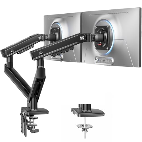 HUANUO FlowLift Pro Dual Monitor Mount for 13–32" Screens, MechaSpring Monitor Stand, Adjustable Monitor Arms for 2 Monitors with Tilt/Swivel/Rotation, Tool-Free VESA Mount, Max Load 19.8 lbs