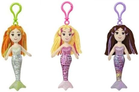 Sea Sparkle Mermaid Mariel, Marinna, and Merissa 6.5" Plush Clip Set (3 Pcs)