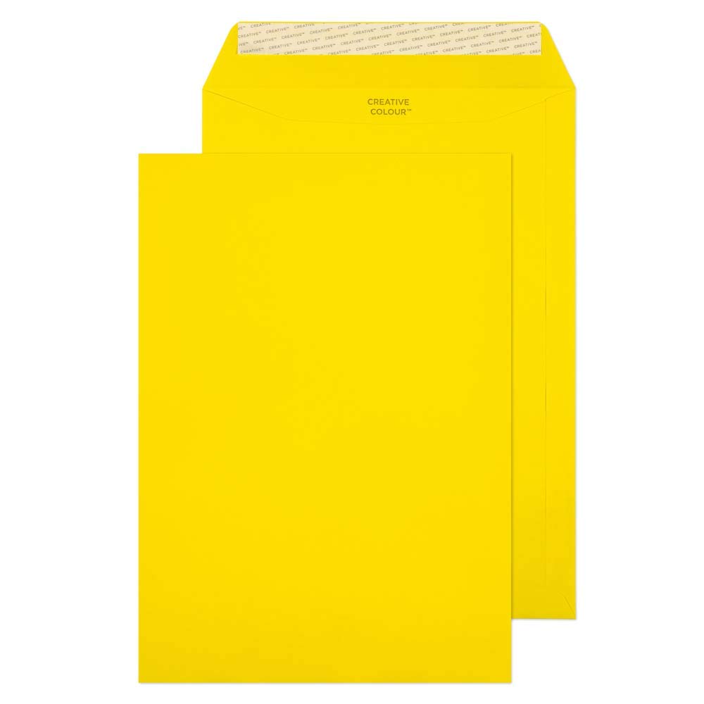 Blake Creative Colour C4 229 x 324 mm 120 gsm Peel & Seal Wallet Envelopes (63403) Banana Yellow - Pack of 10
