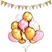 50Pcs 12inch 2.8g/pcs Thicken Round Metallic Pearlescent Latex Balloons- Gold & Pink & White Color Latex Party Balloons and Vintage Style Pennant Banner,Bachelorette Wedding Hawaii Party Decoratio