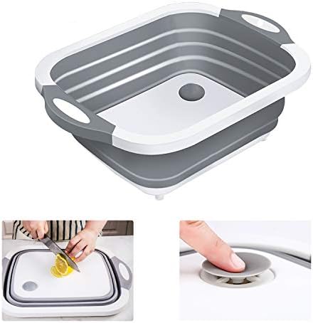 Insputer 洗い桶 折りたたみ バケツ 水切りかご まな板 キッチン用 アウトドア用 多機能 コンパクト 収納便利 排水栓付き