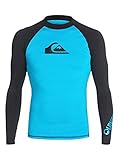 Quiksilver Men's All Time Long Sleeve Surf Tee Rashguard, Hawaiian Ocean2/Black2, Large