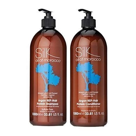 Seiden Öl der Marokko Reparatur Shampoo und Haarkur Set - 1 Liter / 1000ml / Salon Größe Duo - Sulfat Frei protein-spülung – 