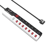 BESTEK Surge Protector Power Strip, 900 Joules Dual USB Surge Protector with 8-Outlet, 6-Foot Heavy Duty Extention Power Cord, Energy-Saving Master/Individual Switches Control Supported