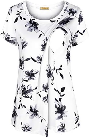 Women's Short Sleeve Layered Nursing Tops Maternity Breastfeeding Tunic