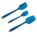 Sinide Silicone Spatulas Set - 3 Piece Cooking Utensils Professional Grade Scraper Heat-Resistant Non Stick Rubber Spatula - Baking Spoon Kitchen Tool with One Piece Seamless Design (Blue)