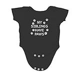 Funnwear My Sibling Have Paws, Funny Cute, one-Piece Infant Baby Bodysuit (Newborn, Black)