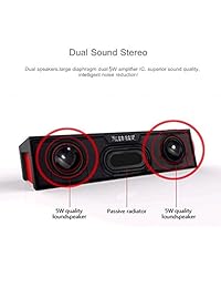 Altavoz Bluetooth inalámbrico portátil con 2 x 5 W Sonido Surround Subwoofer y manos libres con radio FM, reloj despertador, visualización LED, el apoyo TF tarjeta y entrada de USB, para iPhone, iPad, Samsung, PC, Negro