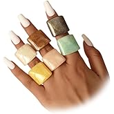 Douxsu 5Pcs Multicolor Y2k Chunky Large Resin Rings for Women, Statement Thick Polished Acrylic Knuckle Finger Ring Vintage Geometric Aesthetic Jewelry Accessories