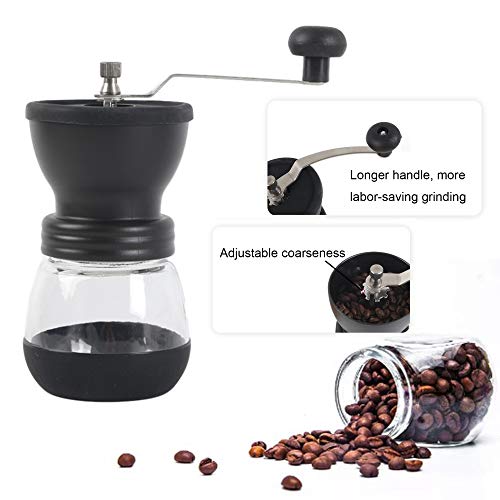 XUBX 2er Set Manuelle Kaffeemühle, verstellbarem Keramik Kern, Extra Behälter, Hand-Kaffeemühle, Mahlgradeinstellung… – Bild 5