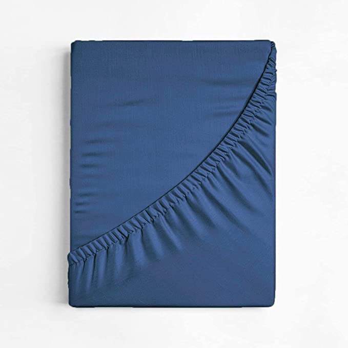 British Home Bedding Percale Extra Deep 16inch/40CM Fitted Sheet - Easycare Non iron and Anti Wrinkle Easy Iron Deep Fitted Sheet (Mid Blue, Super King)