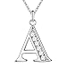 SWOPAN Initial 26 Letters Alphabet Personalized Monogram Name Charms Pendant Necklace Women Silver Link Chain Jewelry Cubic Zirconia A-Z
