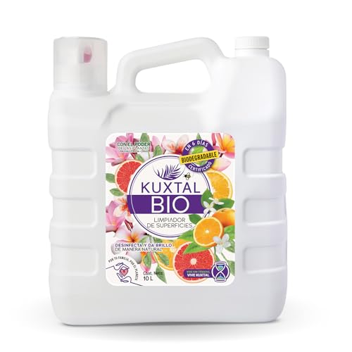 KUXTAL Limpiador para Superficies Multiusos 10 Litros, Fórmula con Ingredientes Naturales, Elimina manchas y polvo, Certificación Biodegradable OECD 301-A, Aroma Cítrico Floral
