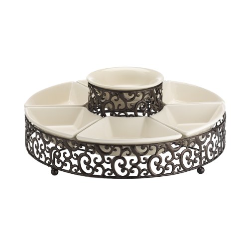 Elegant Chip and Dip Serving Set Ceramic and Pressed Metal The Home