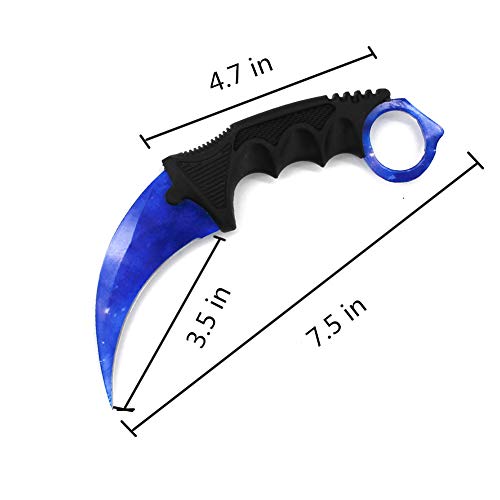 Wetop Karambit Knife, CS-GO for Hunting Camping Fishing Self Defenses and Field Survival, Stainless Steel Fixed Blade Tactical Knife with Sheath and Cord (Blue Sky).