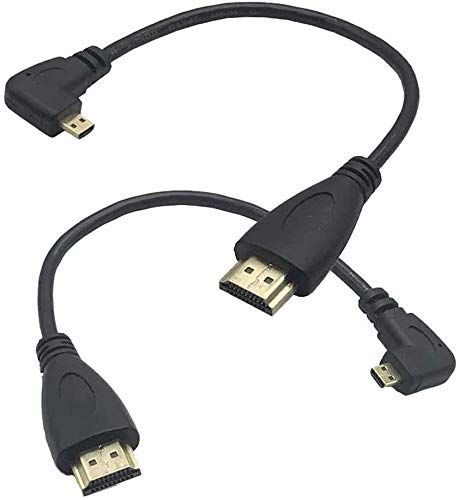LiKuCo 2Pack 8inch 90 Degree Angled Micro HDMI Male To HDMI Male Cable Adapter Connector (Black 1pcs Right+1pcs Left)