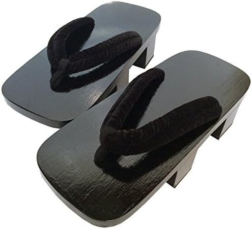 Gentlemen's 30cm Black Lacquered Futatuba Sandal Wood Clogs for Japanese Kimono and Yukata GG005a_48
