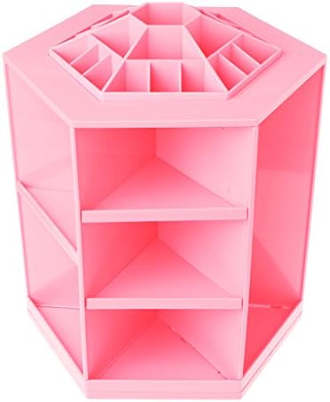 AISme Brush Makeup Storage Case 360-degree Rotating Cosmetic Organizer Jewelry Holder (Pink)
