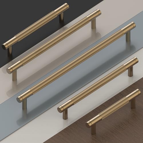 Talentedeco 10 Pack Champagne Bronze Pulls, 160mm(6.3Inch) Center to Center Hole Center, Kitchen Cabinet Handles for Drawer Dresser, Cupboard and Wardrobe
