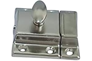 QCAA Oval Turn Cabinet Latch, for Cupboard & Other Furniture, Small, Chrome Plated, Made in Taiwan, 1 Pack
