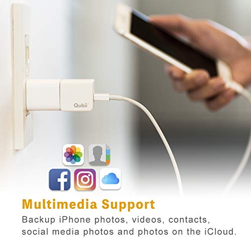 Flash Drive for iPhone, Auto Backup Photos & Videos, Photo Stick for iPhone, Qubii Photo Storage Device for iPhone & iPad【microSD Card Not Inculded】- White - Thumbnail 4