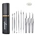 Blackhead Remover tool, Aooeou Professional Stainless Steel Curved Pimple Tweezers Comedone Extractor Instrument Tool Set for Pimples, Blackheads, Blemish
