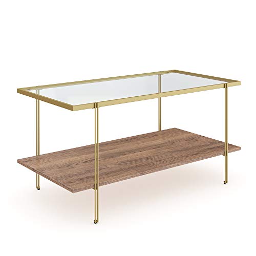 Nathan James Asher MidCentury Rectangle Coffee Table Glass Top and