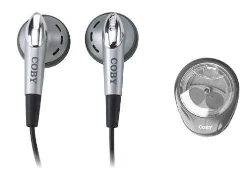 Coby CVE20 Dynamic Digital Stereo Earphones with Carrying Case, Silver (Discontinued by Manufacturer)