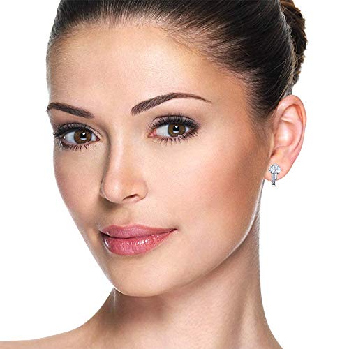 925 Sterling Silver Small Hoop Earrings Cubic Zirconia cartilage, Cubic Zirconia Cuff Earrings Huggie Stud, Gold Plated Huggie Earrings for Women Hypoallergenic (Big CZ-Silver)