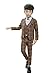 Boys Plaid Suits Formal Dress Blazer Vest Pants 3 Pieces Gray & Navy 2 Colors