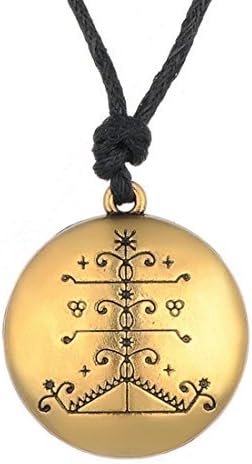 Money Talisman Wealth Amulet Jewelry Hand Stamped Necklace Gold Jewelry Round Necklace