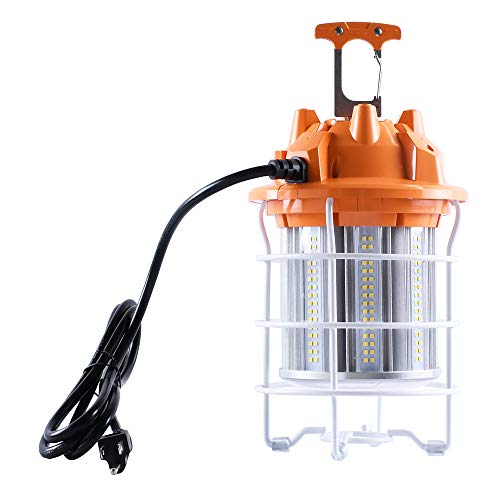 Micozy 80W LED Temporary Work Light Fixture, 10000Lumens, Orange Construction Drop Light, LED High Bay Lighting, UL IP64 Waterproof, 5000K for Outdoor Temporary Lighting Job Site Workshop