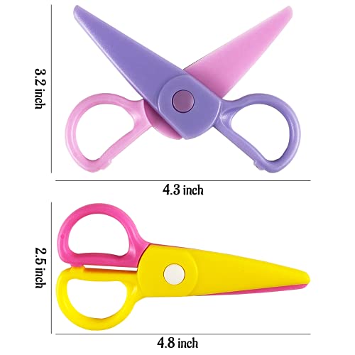 MUXGOA 7 PCS Kids Safety Scissors,Toddler Learning Scissors Plastic Children Safety Scissors for Cutting Tools Paper Craft Supplies