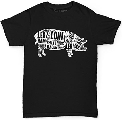 Krissry Men's Beer Cuts of Pork Butcher T-Shirt Black XXX-Large