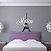 Custom Name Paris Wall Decal - Girls Personalized Name Eiffel Tower Wall Sticker - Custom Name Sign - Custom Name Stencil Monogram - Girls Room Wall Decor