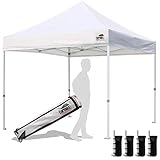 Eurmax 10'x10'Pop Up Canopy Tent Commercial Canopies with Heavy Duty Roller Bag,Bonus 4 sandbag weights for canopy(White)