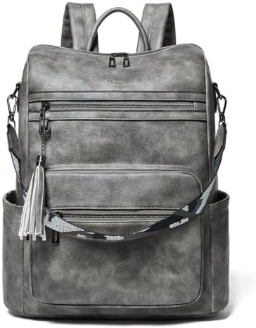 FADEON Leather Laptop Backpack for Women Designer 15.6 inch PU Laptop Bag, Ladies Travel Computer Work Backpack Blue : Electronics