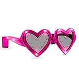1 Pair of LED Flashing Light Up Heart Party Glasses Shades - Various Colors by Mammoth Sales (Pink)