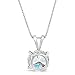 14K Solid Gold Round Cut CZ Solitaire Pendant Necklace, 16