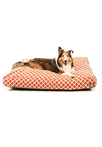Burnt Orange Bamboo Large Rectangle Indoor Outdoor Pet Dog Bed With Removable Washable Cover By Majestic Pet Products