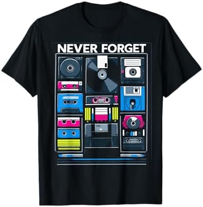 Amazon.com: Never Forget T Shirt Funny Floppy Disk VHS Tape 90s