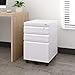 DEVAISE 3 Drawer Mobile File Cabinet with Lock, Metal Filing Cabinet Legal/Letter Size, Fully Assembled Except Wheels, White