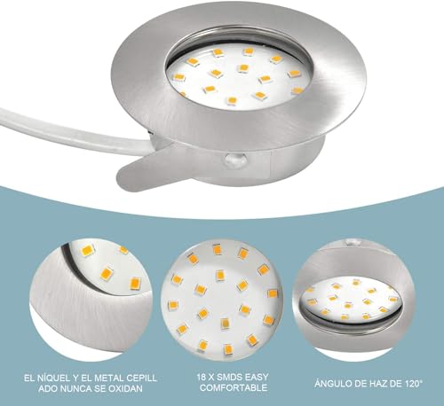 HiBay Set of 6 Recessed LED Spotlights 230V 5W Mini Spot Ultra Flat 60mm-68mm Round Module Ceiling Light Warm White 500LM for Bathroom, Kitchen, Office, Hallway, Wet Room