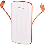 10000mAh Power Bank External Battery Portable Charger Pack with Built-in Type C &amp; Micro USB Cable for iPhone Samsung Huawei Android Cell Phones (White)