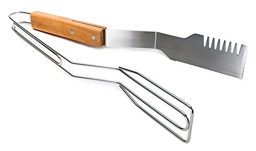 IEnjoyware Multi-purpose Grill Tool - BBQ Spatula Tong - Stainless Steel With Wooden Handle By IEnjoyware