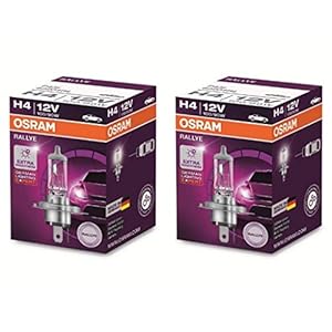 Osram Rallye H4 Halogen Lamp 62204 Exterior Headlight Bulb (12V, 100/90W, Pack of 2 Bulbs) – White