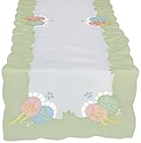 Xia Home Fashions Easter Egg Embroidered Cutwork Easter Table Runner, 16 by 36-Inch