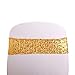 Kivvo 50pcs Chair Sashes Gold Bands for Wedding Chair, Shining Sequin Chair Bows for Party Decoration (Gold)