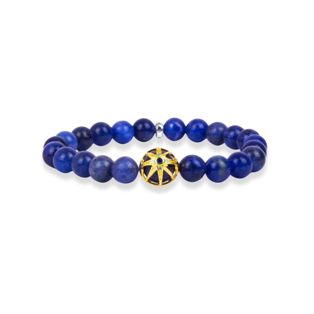 Crater London Agate Bracelets for Men and Women - Blue Natural Healing Gemstone Bracelet with 925 Sterling Silver Charm - Anxiety Relief Gifts, Spiritual Healing Beads for Harmony (17)